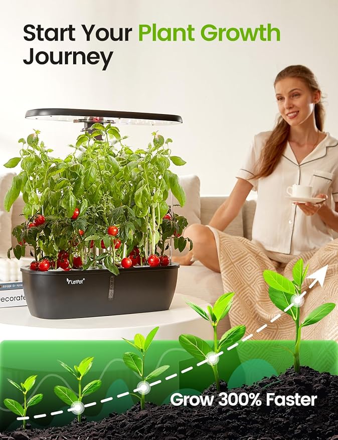 LETPOT Classic Hydroponics Growing System Kit, Indoor Herb Garden, 24W Full-Spectrum LED Grow Light, 12 Pods, Countertop, Plant Lovers Gifts, Kitchen, Harvest, Dual Modes, Up to 16", 5.5L Tank