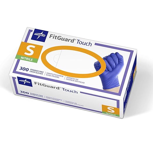 Medline FitGuard Touch Nitrile Exam Gloves, 300 Count, Small, Powder Free, Disposable, Not Made with Natural Rubber Latex, Excellent Sense of Touch for Medical Tasks, Durable for Household Chores