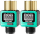 [2 Pack] RESTMO Heavy Duty Water Flow Meter, Pure Brass Inlet | Metal Thread | 4 Measure Modes | Display Gallon/Liter Usage and Flow Rate | Ideal to Track Outdoor Garden Hose Watering