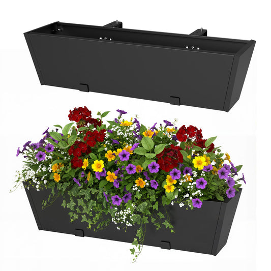 Jasdego 2 Pack Railing Planter Box 36 Inch, Heavy Duty Metal Window Boxes