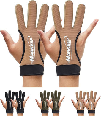Archery Gloves 2 Pack Shooting Hunting Leather Guard 3-Finger Guard for Youth Adult Man Woman and Beginner Recurve Arrow Bow Archery Protective Gear Accessories