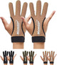 Archery Gloves 2 Pack Shooting Hunting Leather Guard 3-Finger Guard for Youth Adult Man Woman and Beginner Recurve Arrow Bow Archery Protective Gear Accessories