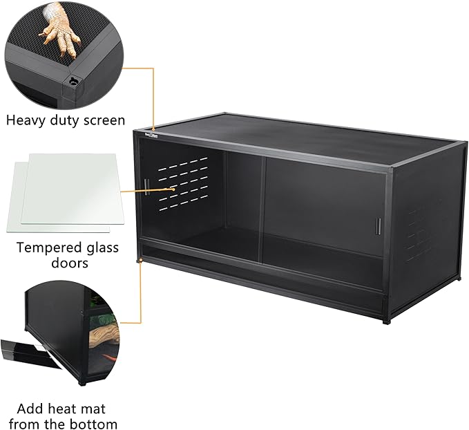 ToxiRium Reptile Terrarium 120 Gallon Large, PVC Enclosure Breeding Tank for Bearded Dragon Gecko Lizard Snake, Wide Breeding Lounge Vivarium Area with Ventilation, Suit for Juvenile to Adult Reptiles