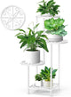 YOCOMEY 4 Tier Plant Stand Outdoor Indoor, Metal Flower Shelf Display Holder, Multiple Plants Corner Tall Flower Holders for Patio Balcony Porch Garden Living Room (White)