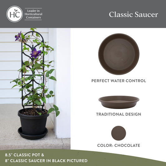 The HC Companies Classic Round Planter Pot, 8 Inch, Chocolate, 4-Pack