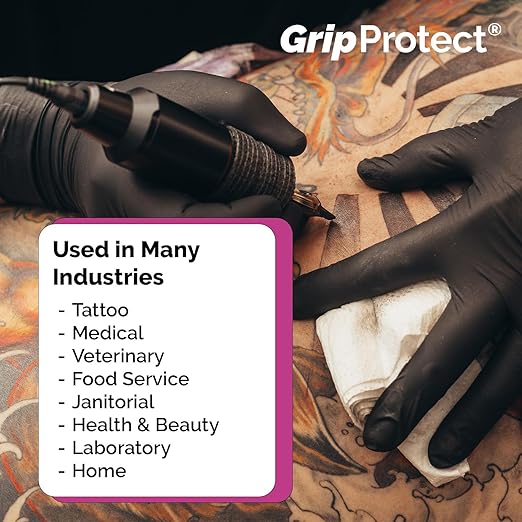 GripProtect® Precise Black Nitrile Gloves | Exam | 4 Mil | Chemo-Rated | Food, Home, Hospital, Law Enforcement, Tattoo | (X-Large, 50)