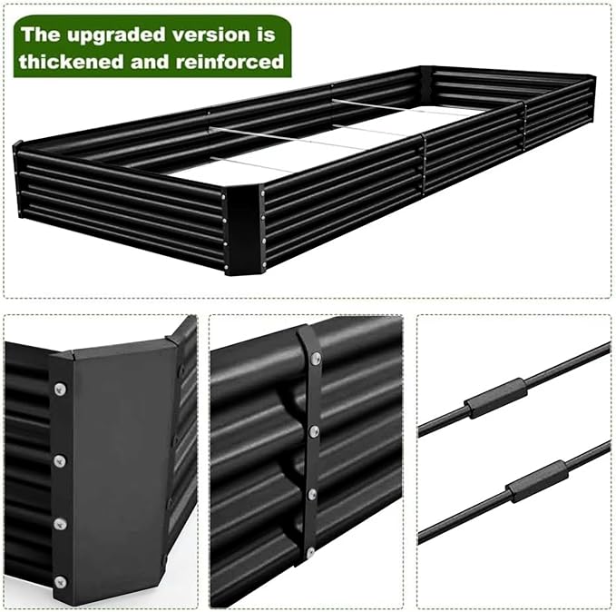 Land Guard 12×4×1ft Galvanized Raised Garden Bed Kit for Vegetables 2 Pack, Galvanized Super Large Metal Planter Raised Garden Boxes Outdoor (Gray)