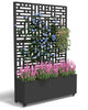 FOLAWO Metal Planter Box with Trellis,70.9"x47.2"x15.7" Raised Garden Bed with Drainage Holes, Privacy Planters for Outdoor Garden Bed for Climbing Plants,Vegetables,and Vines,Black-Modular