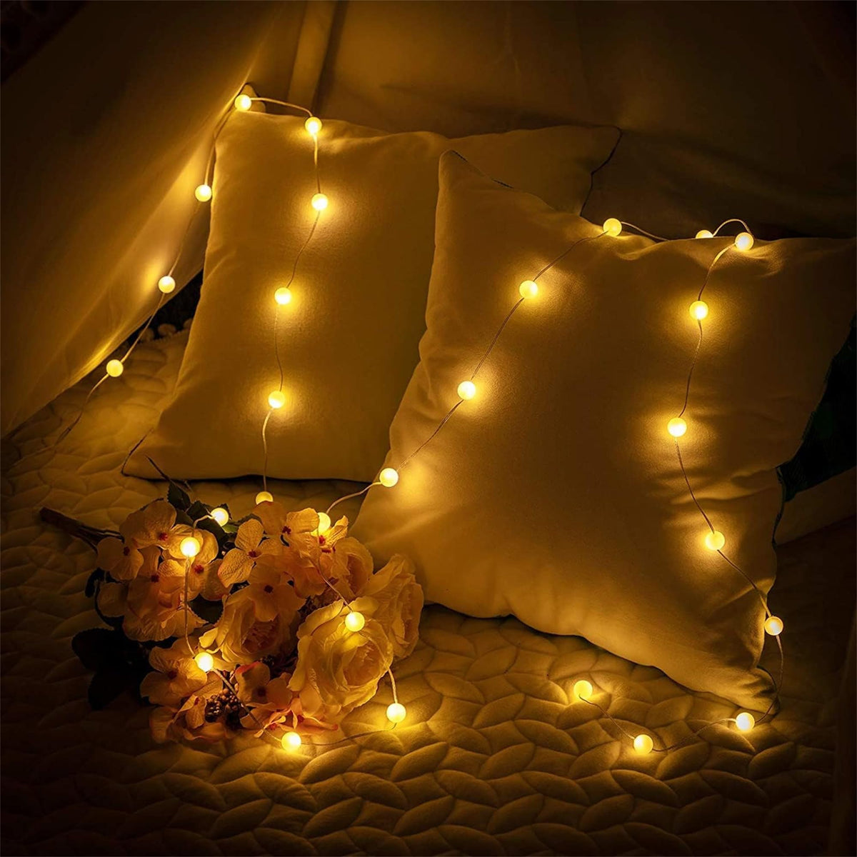 Hiboom 1 Pack Globe Ball String Lights, 10 Ft 30 LEDs 8 Lighting Modes