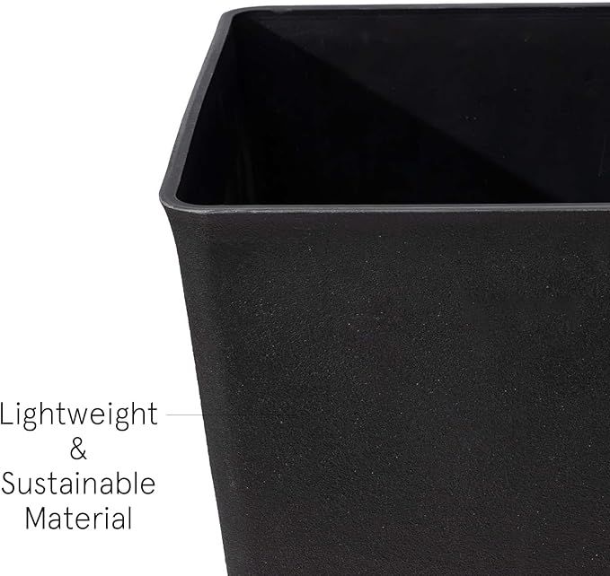 LA JOLIE MUSE 30 inch Tall Black Planters Set of 2, Indoor/Outdoor Rectangular Large V Shaped Taper Planters for Front Door