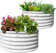 A ANLEOLIFE 2-Pack 4ft x 18” Tall Galvanized Raised Garden Beds Outdoor, Round Metal Planter Box for Planting Vegetables Flowers Herb, Anti-Rust & Easy-Setup, Antique White