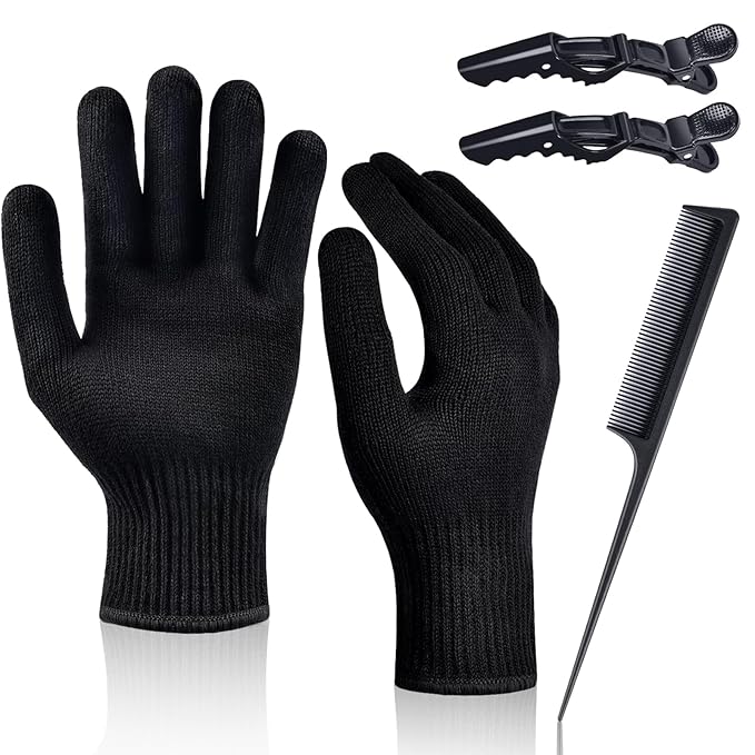 IKOCO Heat Proof Medium Glove Mitts for Hair Styling - 2Pcs for Flat Iron, Curling Wand, and Hot-Air Brushes