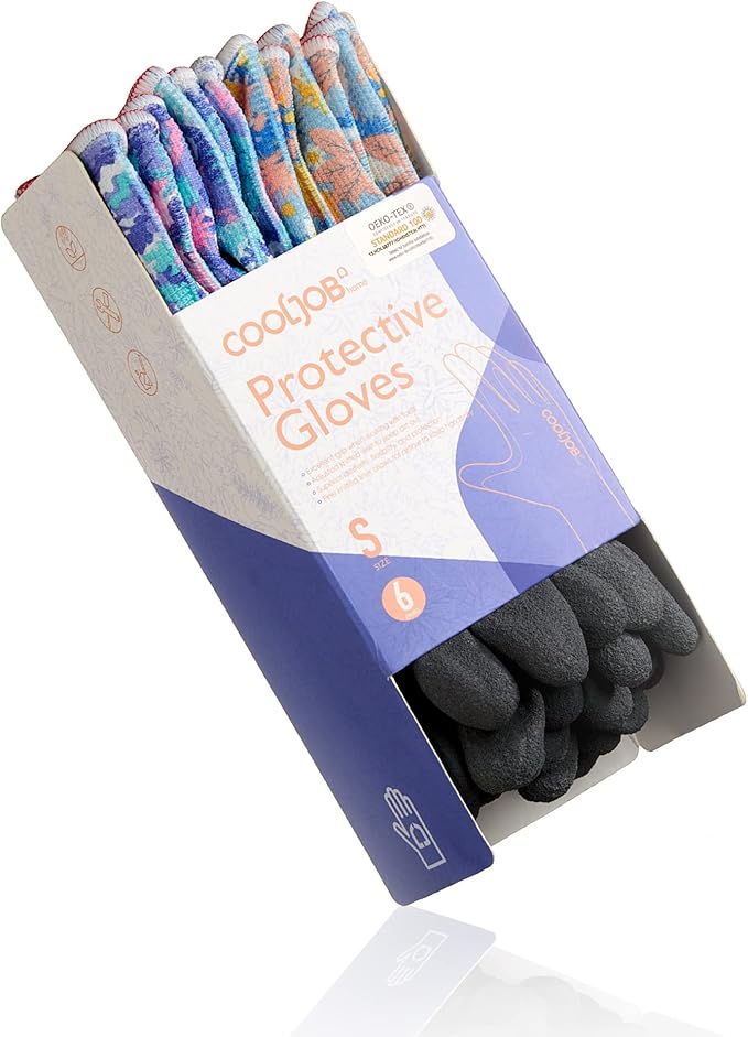 COOLJOB 6 Pairs Colorful Gardening Gloves for Women Ladies, Breathable Rubber Coated for Yard Garden, Outdoor Indoor Protective Work, Small Size, Varied Colors
