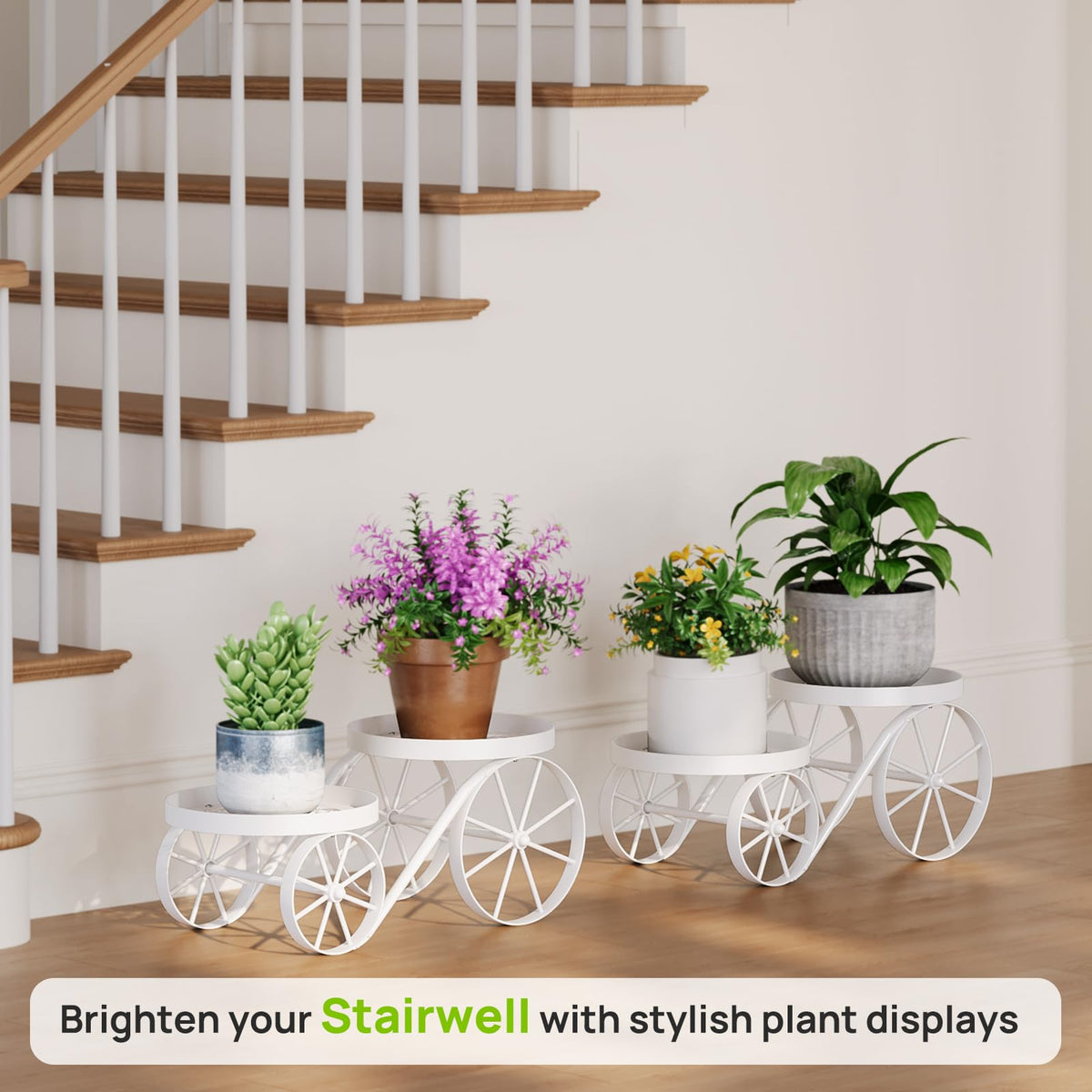Cute Plant Stand Indoor Outdoor 2-Tier Metal Heavy Duty Flower Pot Holder