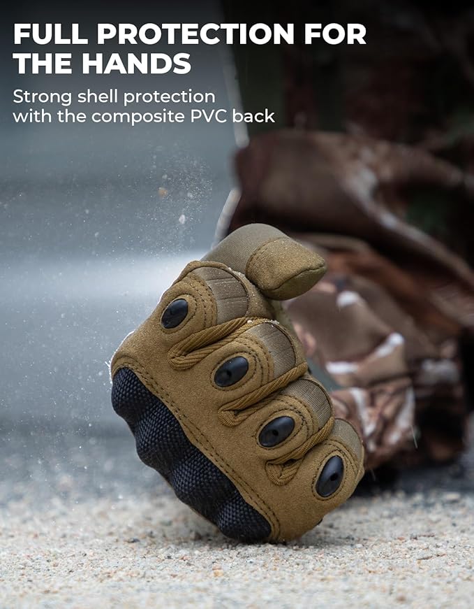 KEMIMOTO Tactical Gloves for Men, Touchscreen Motorcycle Gloves with Hard Shell & Palm Padding for Sports Motorcycle Cycling Tactical Airsoft Paintball Hunting Hiking Camping Climbing