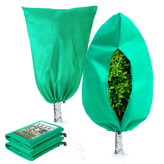 Homimp Plant Covers Freeze Protection, 2 Pack Frost Covers with Zipper Drawstring (71" x 47.3") Plant Protection Cover Bags for Outdoor Winter Frost Cold Weather Shrubs Trees Jacket Covers(Green)