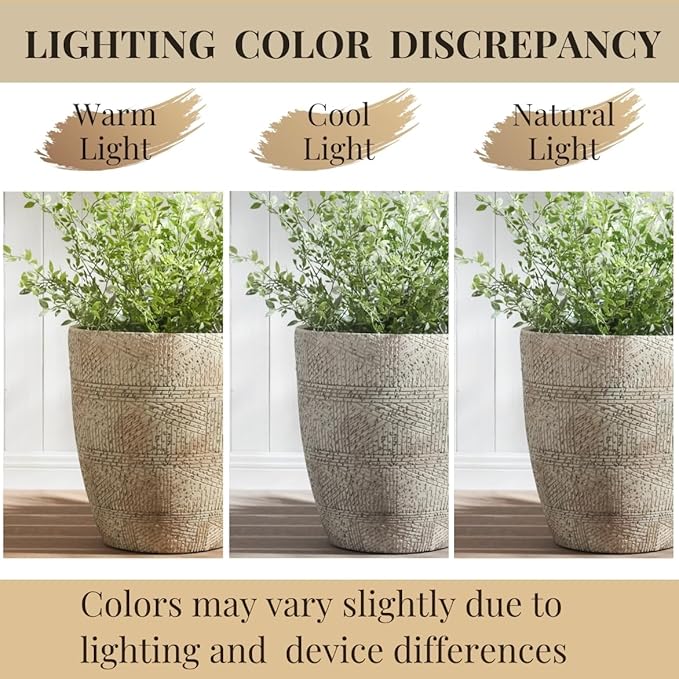 Wallowa 17.7"+13.8"+9.8" Dia Round Concrete Planter Set of 3, Large Indoor Outdoor Planter, Flower Pots with Drainage Holes and Sealing Plug for Garden, Patio, Home, Office Weathered Concrete Gray