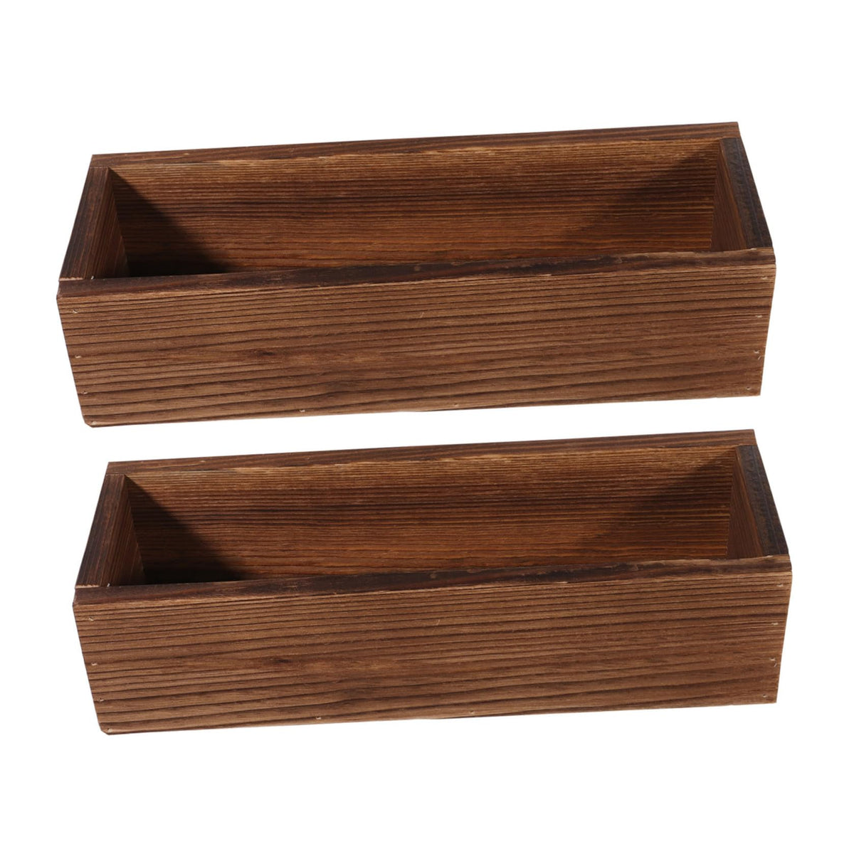 Yardwe 2 Pack Rectangle Wooden Planter Box Rustic Vintage Flower Pot