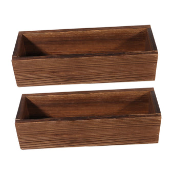 Yardwe 2 Pack Rectangle Wooden Planter Box Rustic Vintage Flower Pot