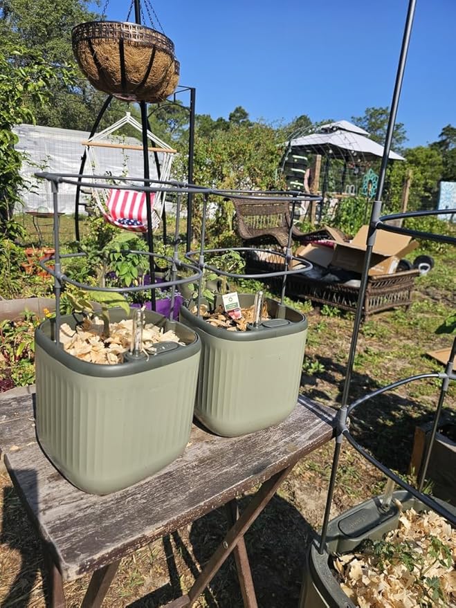 Vego garden Mini Planter Indoor Pots with Trellis Self-Watering Herb Countertop Planter for Climbing Vegetables Flowers Mint Plants Cage- Sage Green