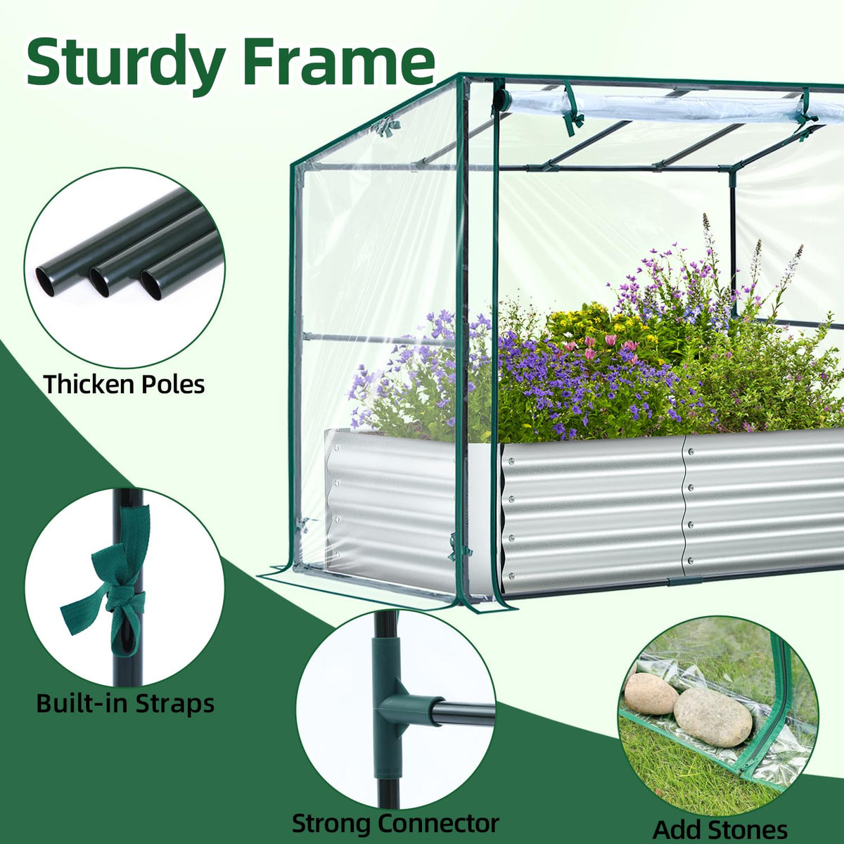 Ohuhu 4x2x1 FT Raised Garden Bed Outdoor with Cover, 3-in-1 Gardening Set
