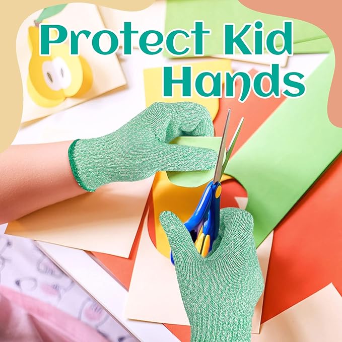 Evridwear Cut Resistant Gloves for Kids 4-6 Years, Level 5 Protection Cutting Gloves Food Grade for Cooking, Whittling, Wood Carving, Gardening and DIY