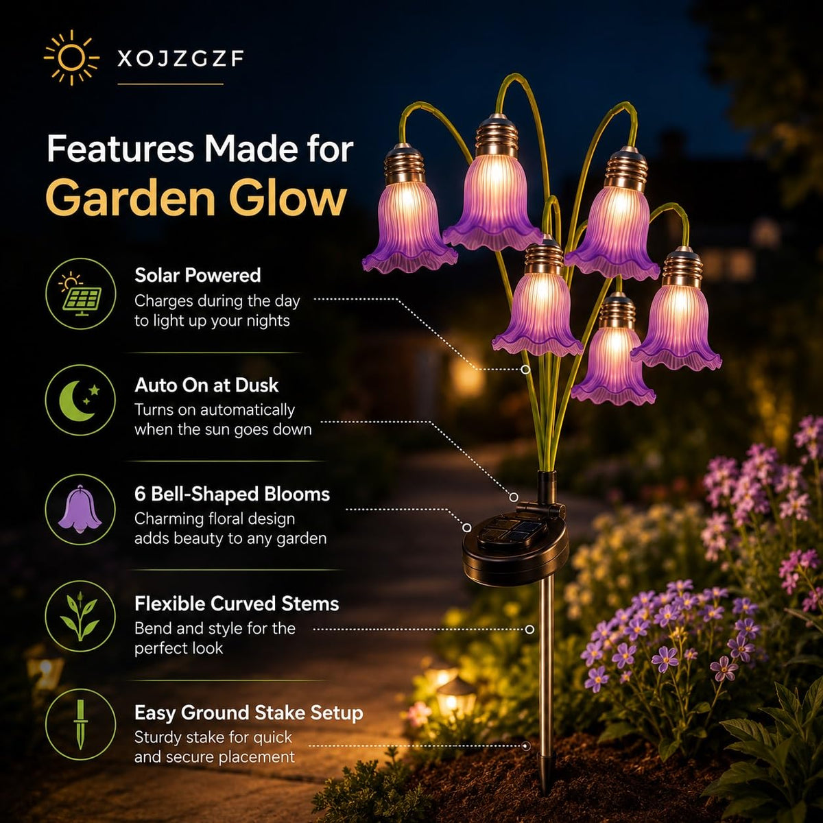 Solar Flower Lights Outdoor Garden Decorations Waterproof Stake Decor
