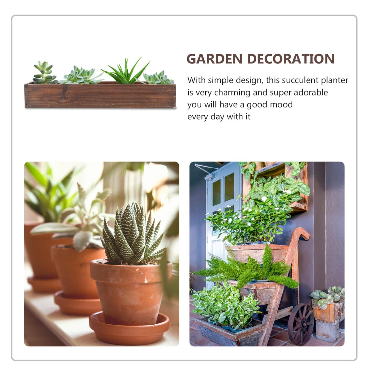 JOINPAYA Wooden Window Planter Box for Succulents