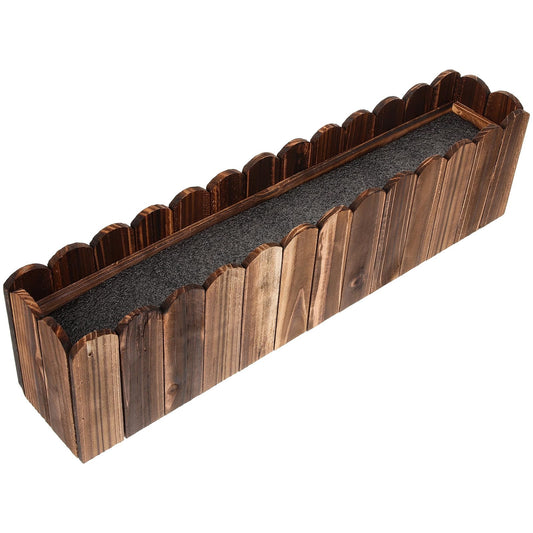 Yardwe Wood Flower Pot Planter Box for Balcony and Patio, Outdoor Carbonized Anticorrosive Wood Foam Base, 50x9x13cm Window Planter for Succulents and Fake Flowers
