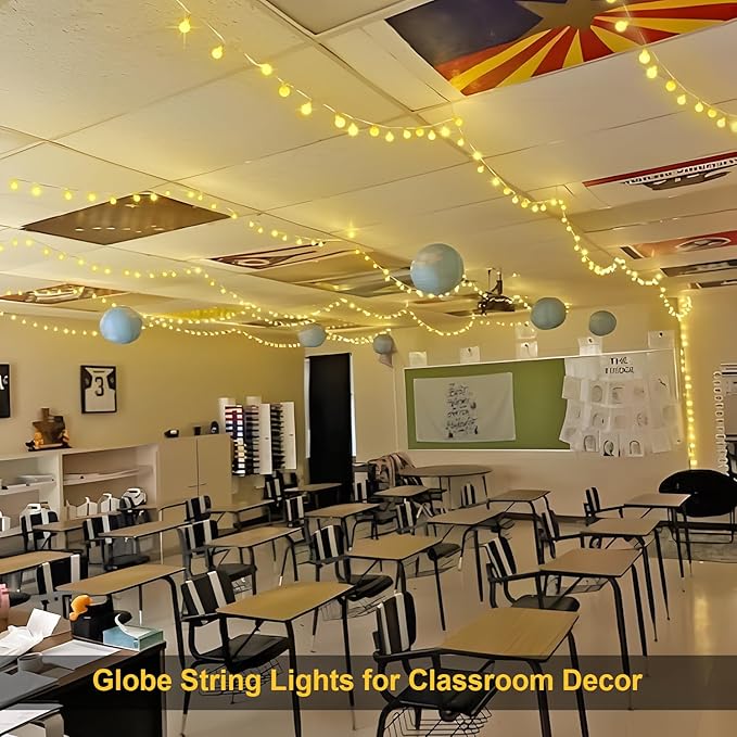 100ft Globe String Lights Indoor Outdoor Waterproof, 200 LED Christmas fairy Lights Plug in with Remote, Connectable Hanging Lights for Bedroom Classroom Camping Patio Wedding Garden Decor, Warm White