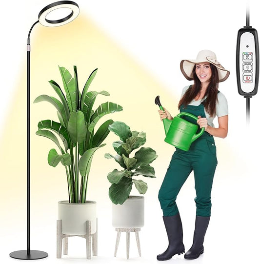 LBW Grow Lights for Indoor Plants Full Spectrum with Stand, Floor Plant Growing Lamp for Large Plants, Auto ON/Off Timer 4/8/12H, 4 Dimmable Levels, 68 inches Adjustable Height