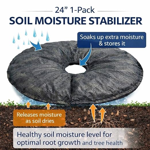 SteadySpring® 24" Smart 30+Day Tree Watering Mat - AUTO Refills with RAIN and Slow Releases As Plant Needs - for Root Balls 11" - 15" Dia Slow Release Technology Prevents Over and Under Watering (4)