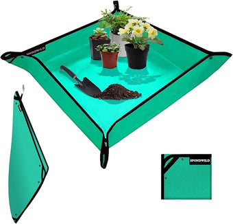 SPONDWILD Large Plant Transplanting Mat -39.5"x39.5" PE Thickened Waterproof Potting Mat, Succulent Gardening Mat, Portable Repotting Mat for Mess Control