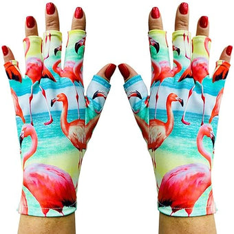 ManiGlovz - The Original UPF 50+ UV Light Protective Nail Gloves | Gel Manicure Gloves and Anti UV Fingerless Gloves for Women | Can be Used as Sun Protection Gloves for Driving | Palm Springz Print