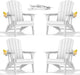 nevilywood Folding Adirondack Chair with Cup Holder Set of 4, HDPE Patio Chairs,All-Weather Outdoor Chairs for Backyard, Deck,Fire Pit-White