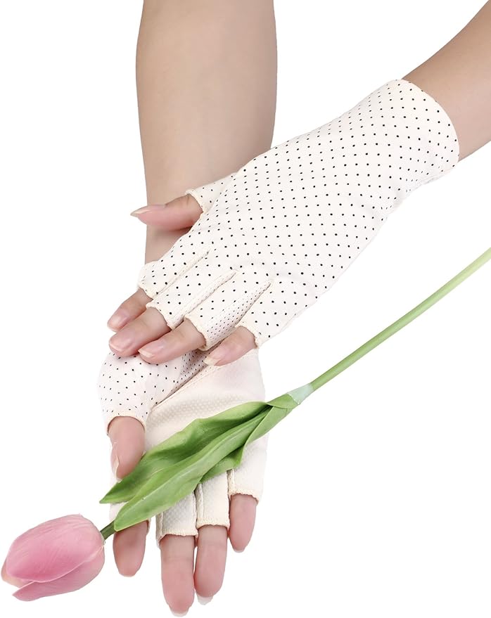 Maxdot Sun Gloves for Women UV Protection Fingerless Non Slip Sunscreen Driving Gloves for Summer Outdoor