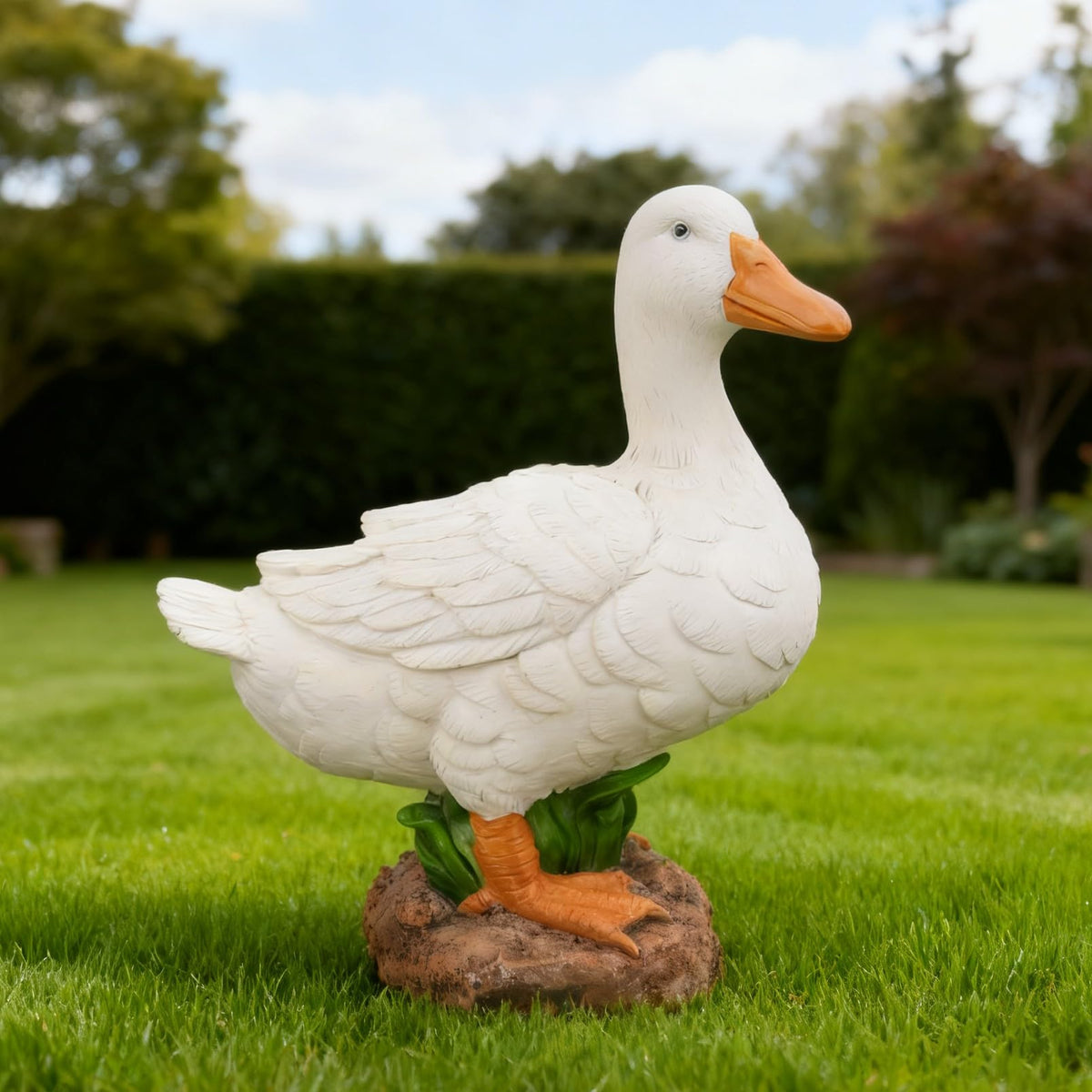 AshyAtom 5.6''(H) Porch White Duck Garden Statue Outdoor Decor