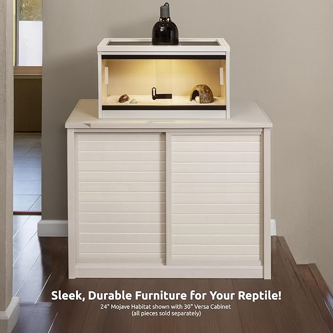 New Age Pet ECOFLEX 24" Wide Small Reptile Habitat Enclosure, Glass Front Terrarium for Snakes, Lizards & Tortoises in Maple or Grey, Easy to Clean, Front Access Design and Mesh Top