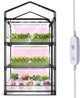 Indoor Greenhouse with Grow Light, 3-Tier Plant Stand with PVC Tent, Ventilation Window, Bottom Pouch, 20W Full Spectrum Grow Light with Timer, for Seed Starting, 27" L x 19" W x 49" H