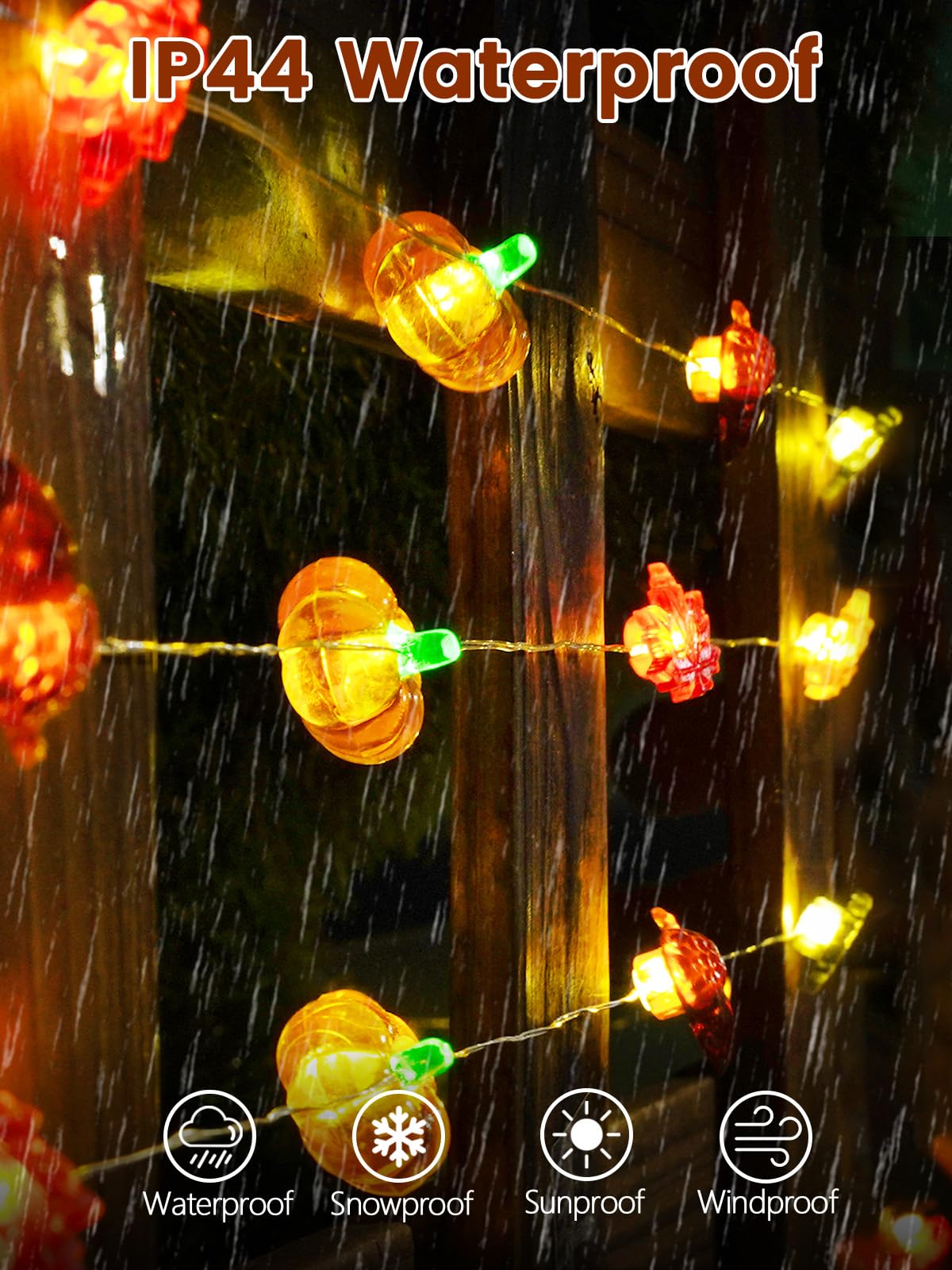 2 Pack 30 LED Fall Decorations, String Lights Battery Operated with Remote