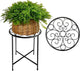 ZEECER Plant Stand Outdoor Indoor 15'' Tall Set of 1, Retro Design Single Rust-proof Coated Round Metal Plant Stand Flower Stands for Indoor Plants Patio Garden Home Decor