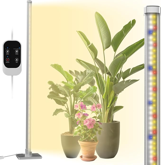 Standing Grow Light with Auto-Timer, 36W Vertical Grow Lights for Indoor Plants,3 Light Modes,268 LEDs Detachable Full Spectrum Plant Lights for Wide Area Coverage in Indoor Plants (60IN-Silver)