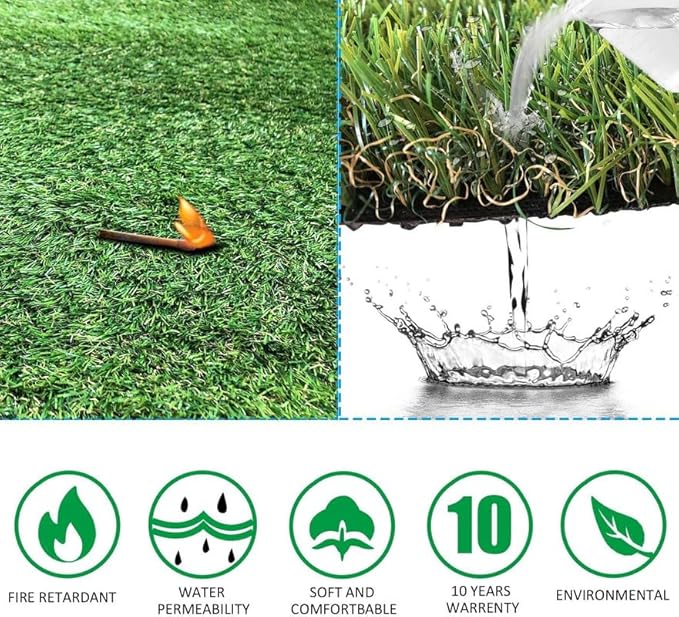 Petgrow Artificial Grass Turf 10FTX100FT- Realistic & Thick Synthetic Fake Grass Mat for Outdoor Garden Landscape Pet Dog Grass Rug Faux Turf