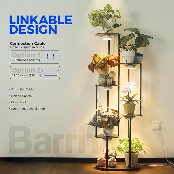 Barrina Orbgrow OG09 Puck Grow Light with Timer, 660nm Red LEDs 36W(4 x 9W, 540 Watt Equiv), Full Spectrum Plant Light for Indoor Plant, Magnetic & Linkable, 5 Levels Dimmable for Plant Shelf, 4 Packs