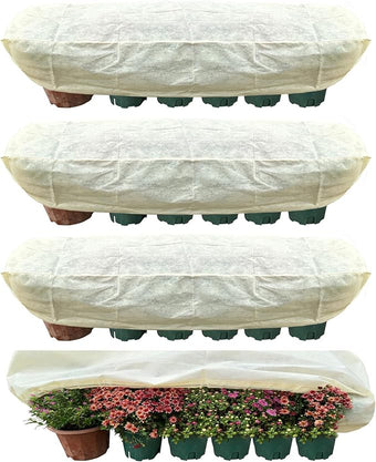 DINGBAI Plant Cover Freeze Protection, Winter Plant Covers, Plant Frost Cover, Tree Plant Freeze Protection Covers, Planter Plant Winter Frost Blanket with Zip Drawstring,2 Pack (39.3x17.7x15.7INCH)