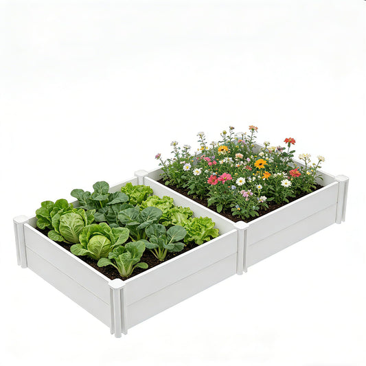 AochiRise 8'x4'x12 Vinyl Raised Garden Bed, Screwless Modular Planter Box