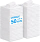 Shop Towel Rags, 50 Pack Reusable Shop Rags Bulk Microfiber Cleaning Cloth Lint Free Cleaning Towels for Car Kitchen Automotive Bar Mechanic Restaurant Garage, 11.5"x 11.5", White