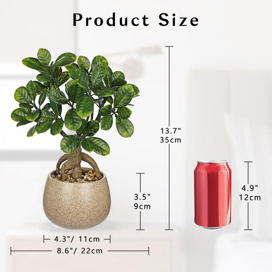 Artificial Bonsai Tree Fake Small Bay Plant with Ceramic Pot Indoor Bonsai
