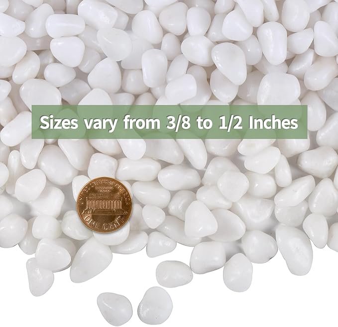 5 LB White Pebbles for Plants, 3/8 inch White Rocks for Vases Landscaping, Small Decorative Stones for Indoor Outdoor, Polished
