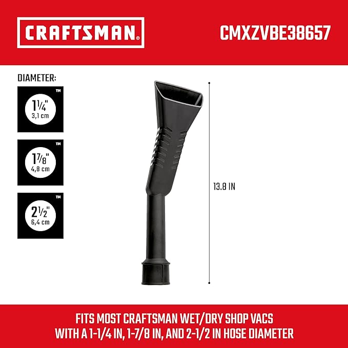 CRAFTSMAN CMXZVBE38657 1-1/4 in. to 2-1/2 in. Claw Nozzle Wet Dry Vac Attachment, Industrial-Grade Shop Vacuum Accessory for Car Cleaning, Adapts to Most 1-1/4 and 2-1/2 inch Hose Diameters